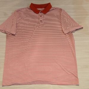 Nike Golf Men's Red White Striped Polo Shirt Dri-Fit XL